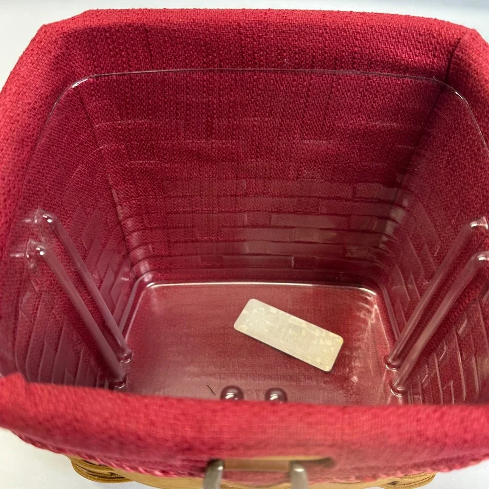 Longaberger 2008 TV Time Woven Wood Basket Red Fabric Liner Plastic Protector